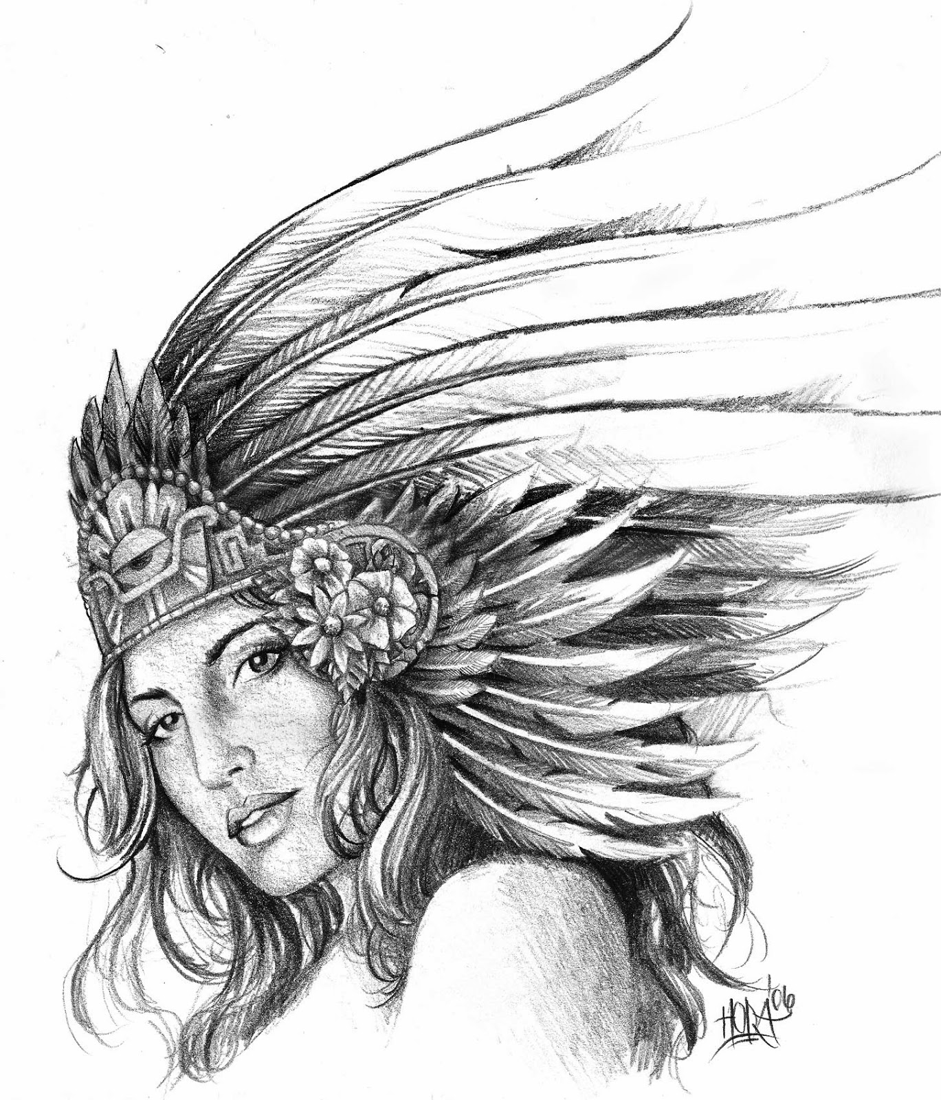 aztec woman tattoo by Carlos Ortiz TattooNOW