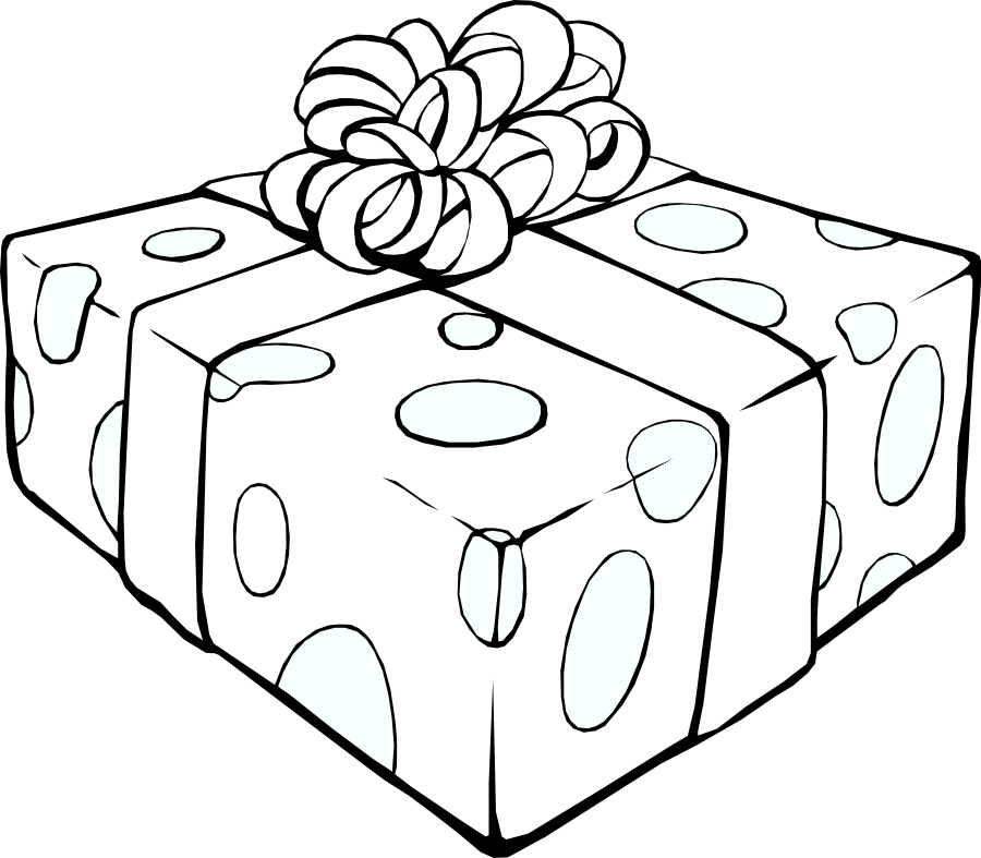 birthday gift box clip art black and white