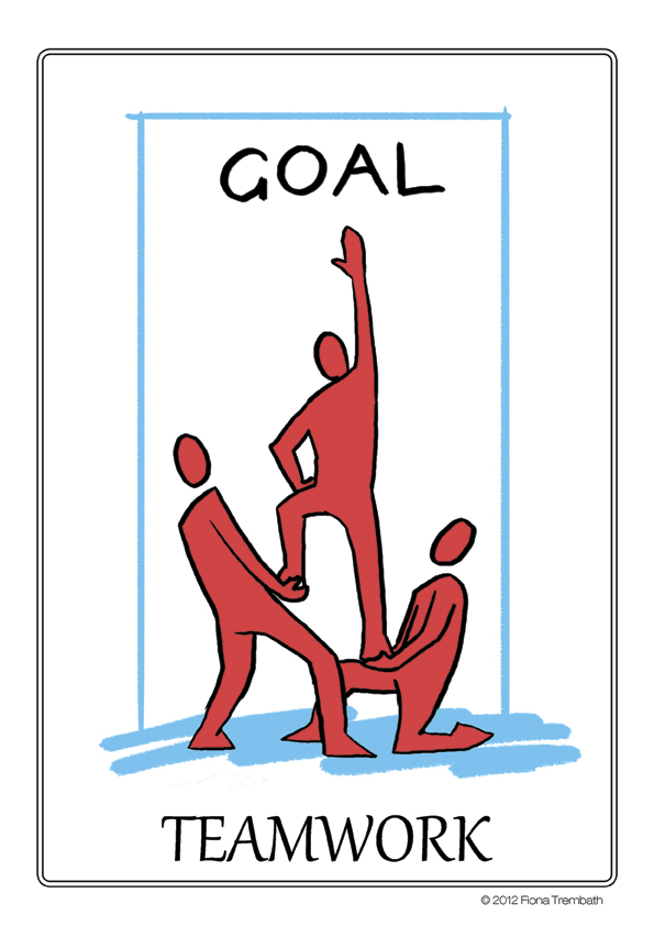 Teamwork Achieves Goals - Visual Metaphor for Collaborative Success