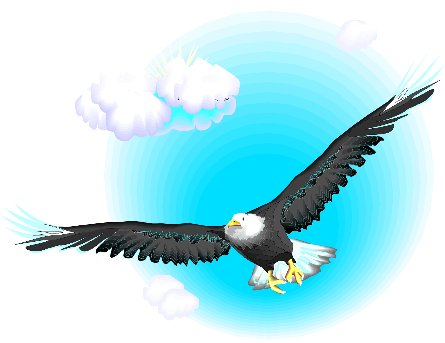 happy cartoon eagle flying