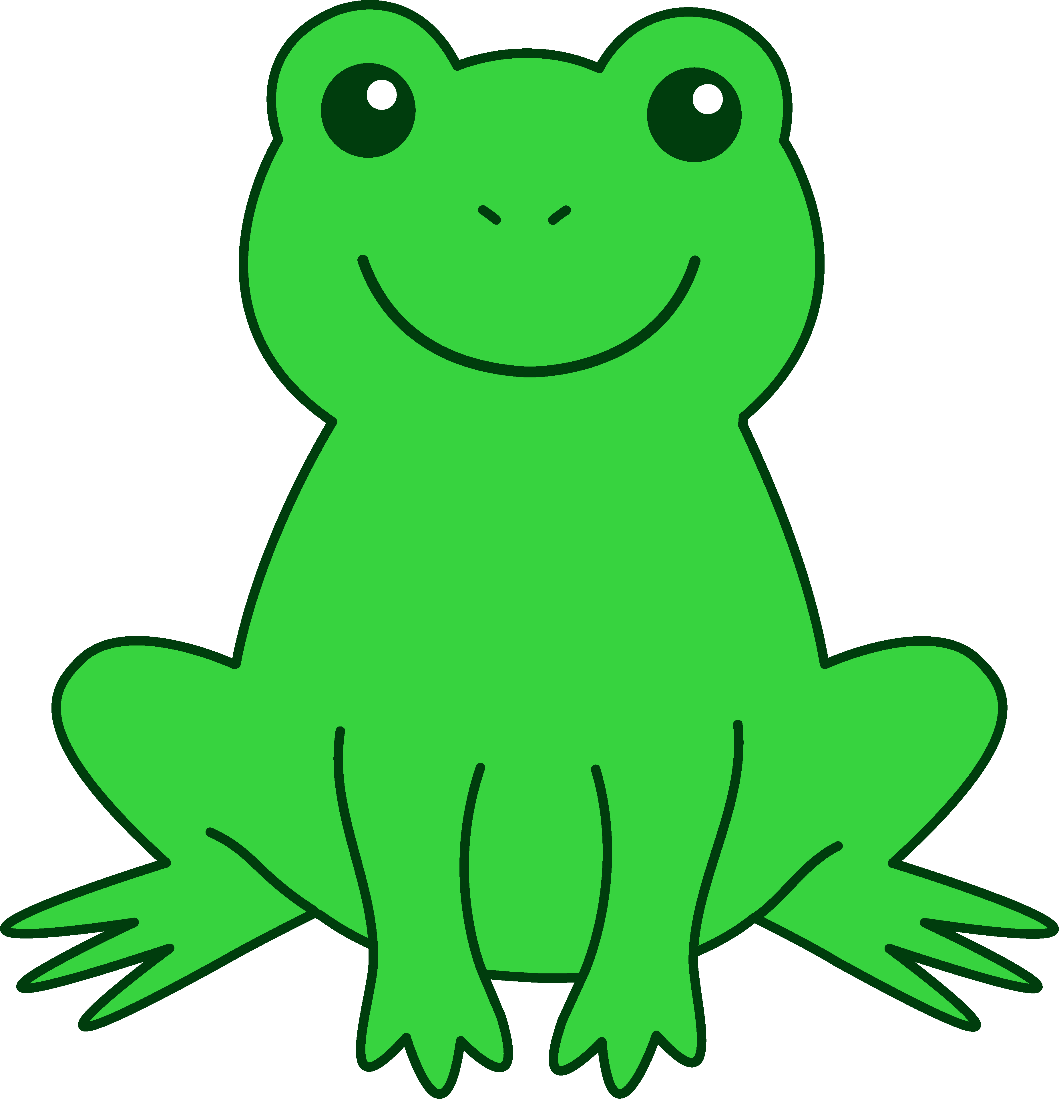 Happy Green Frog - Free Clip Art