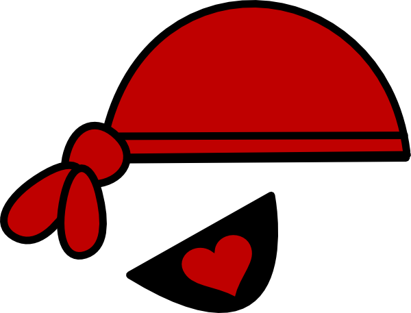 Red Pirate Hat And Heart Eyepatch clip art - vector clip art 