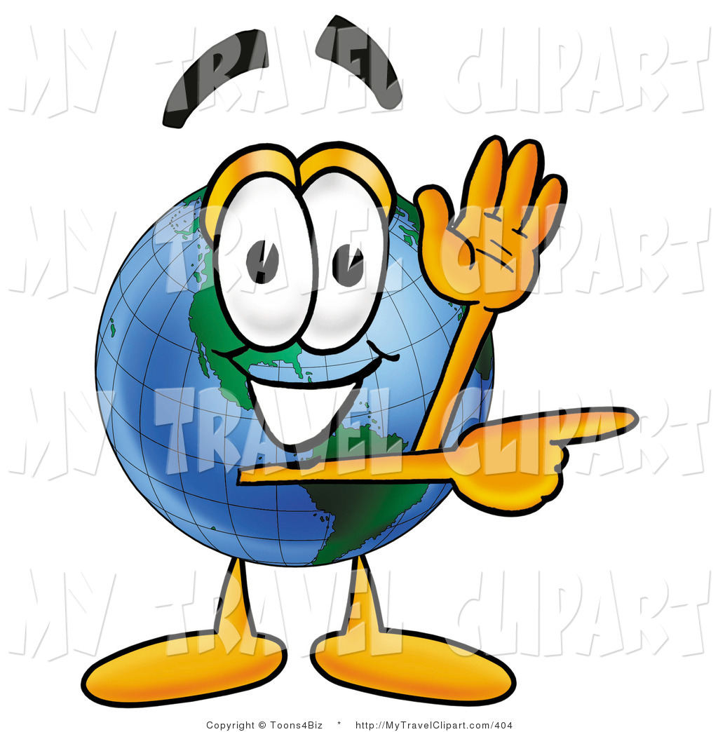 Clipart of a World Earth Globe Mascot Cartoon Character Waving and 