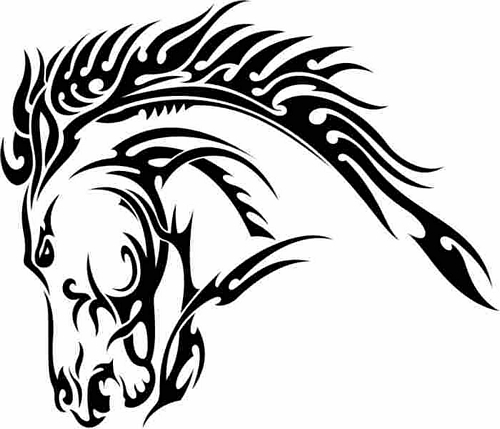 Tribal Horse Head Tattoo Design - Bold & Artistic Vector Illustration