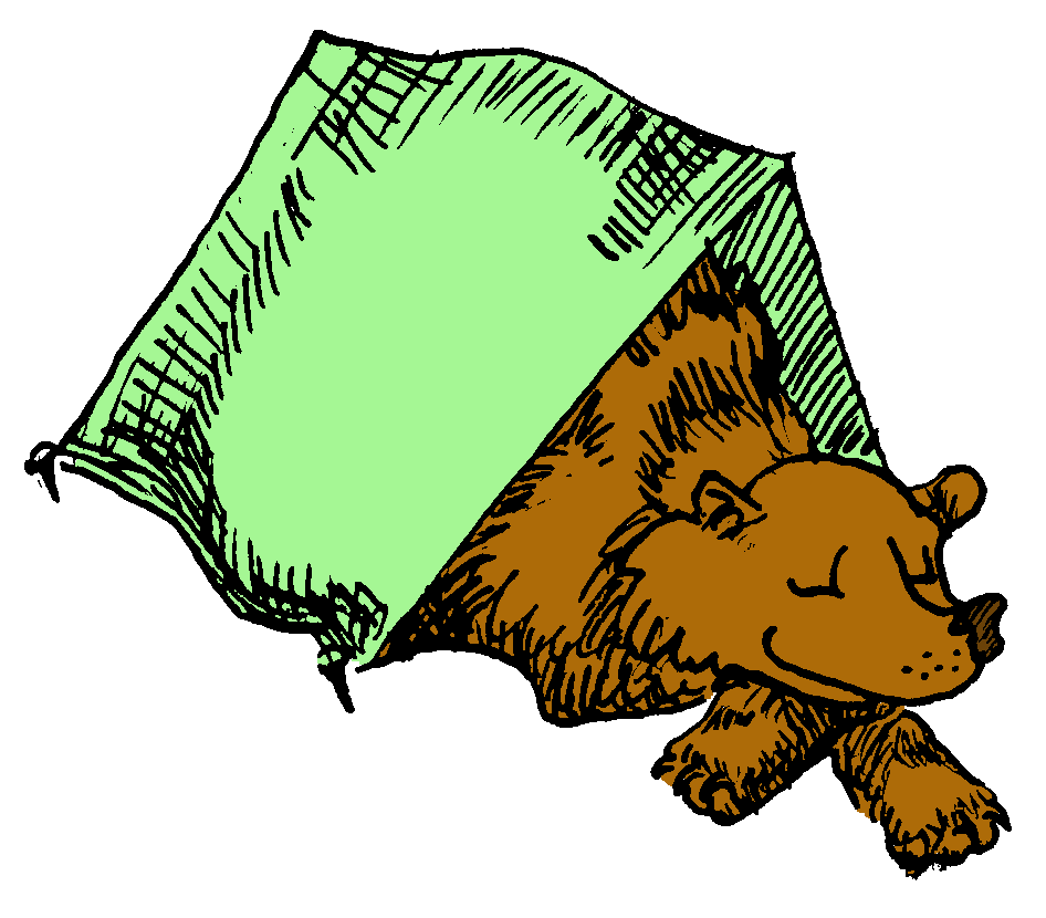 Cozy Bear Sleeping Under a Green Blanket - Illustration