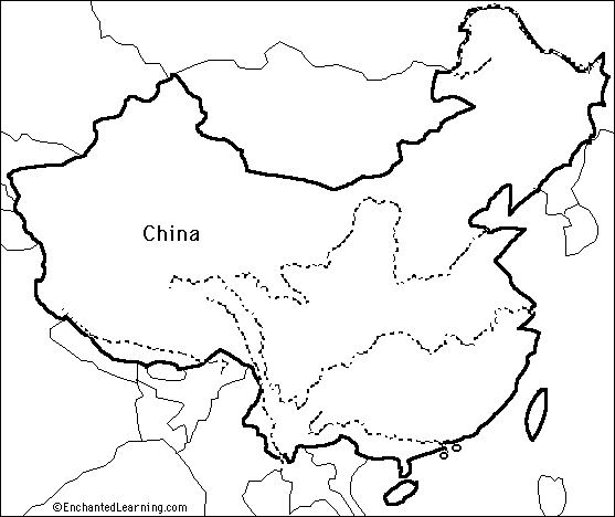 Outline Map China - EnchantedLearning.com