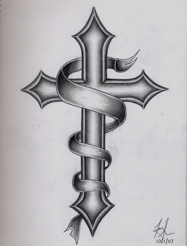 geometric flourish cross tattoo – FranLaff.com