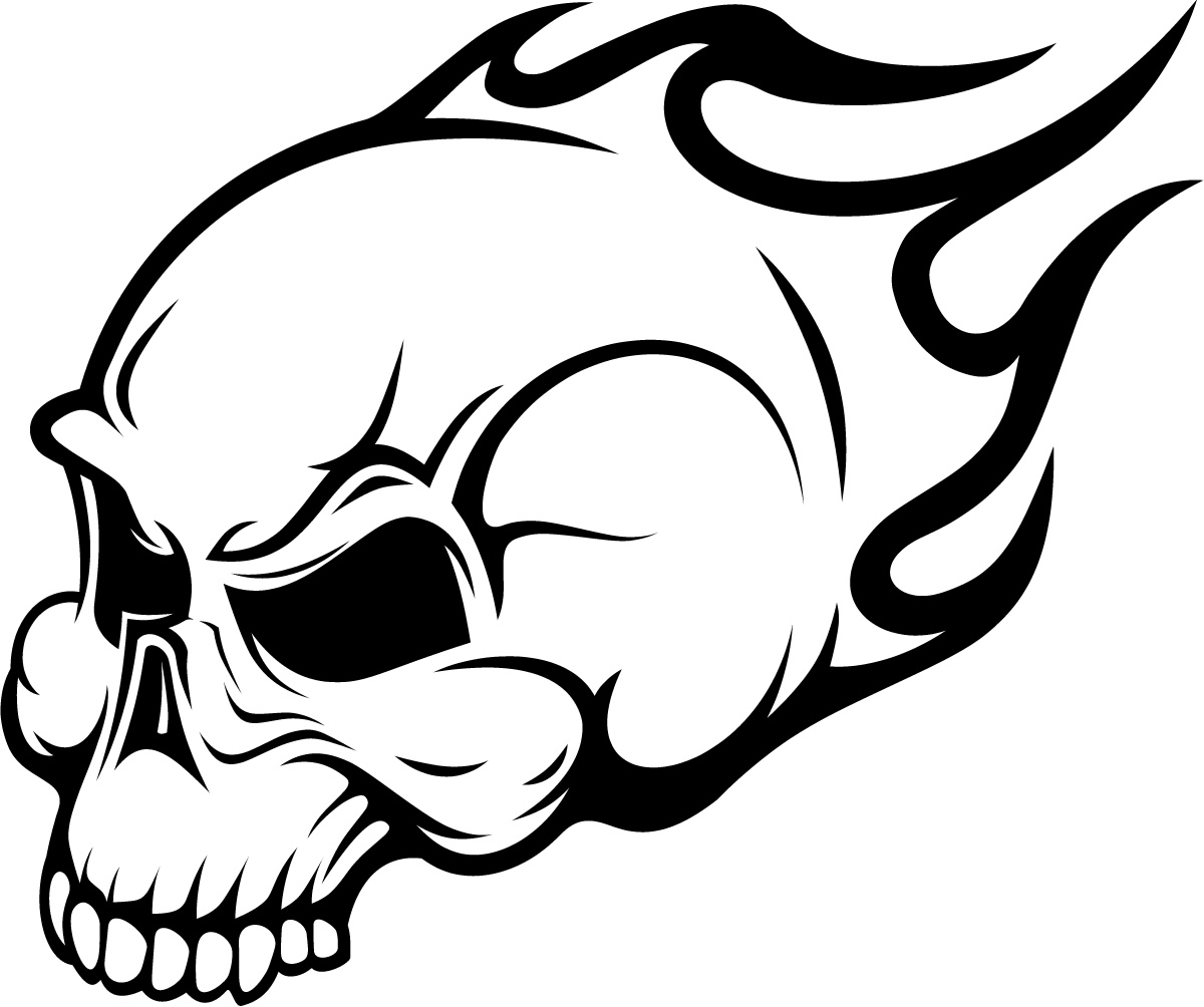 Flaming Skull Wall Art Sticker image - vector clip art online 