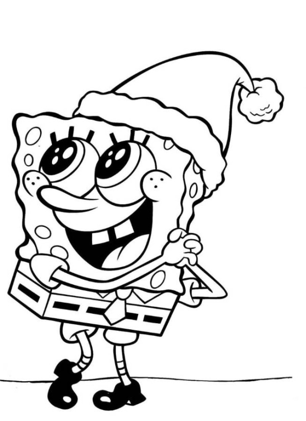 Spongebob Squarepants Happy Christmas Coloring Page - Boys 