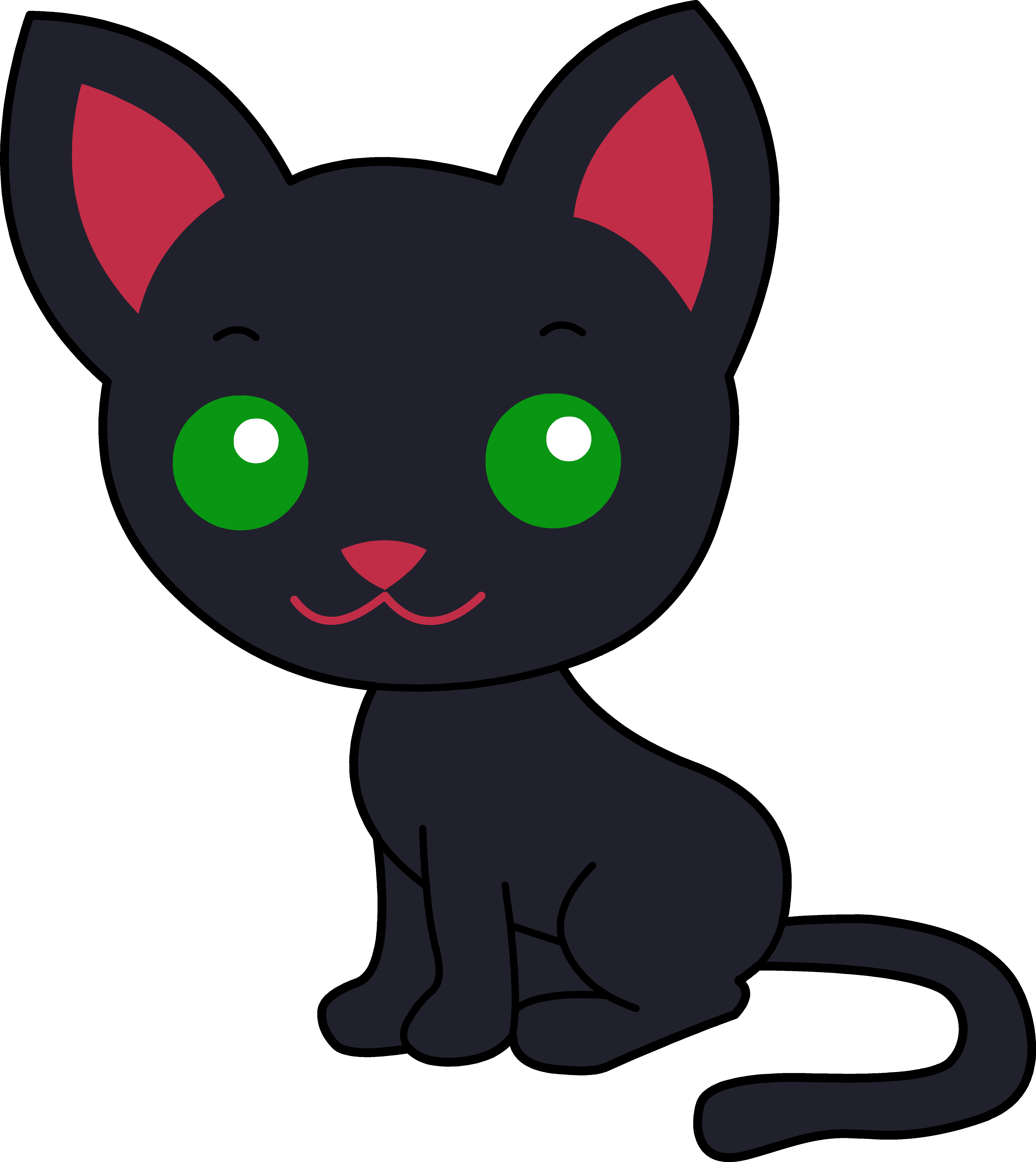 Cute Black Kitty Cat - Free Clip Art