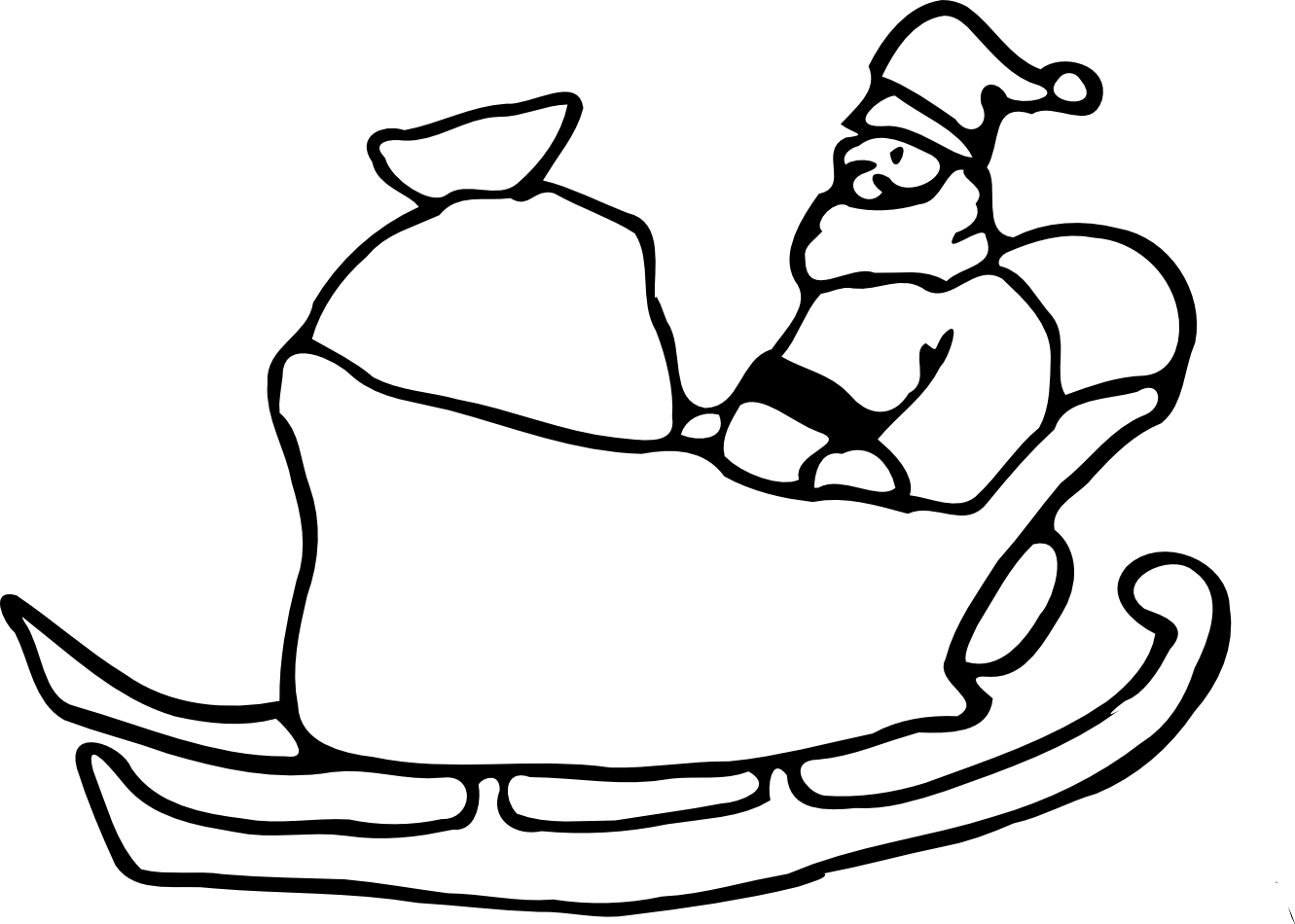 sledge clipart black and white christmas