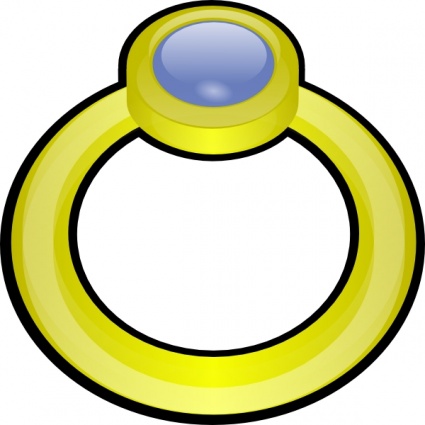 Golden ring with a blue gemstone, stylized cartoon illustration.