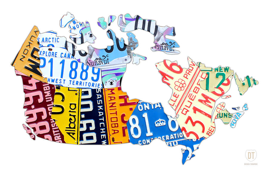 Canadian License Plate Map Art - Vintage Regional Plates Mosaic