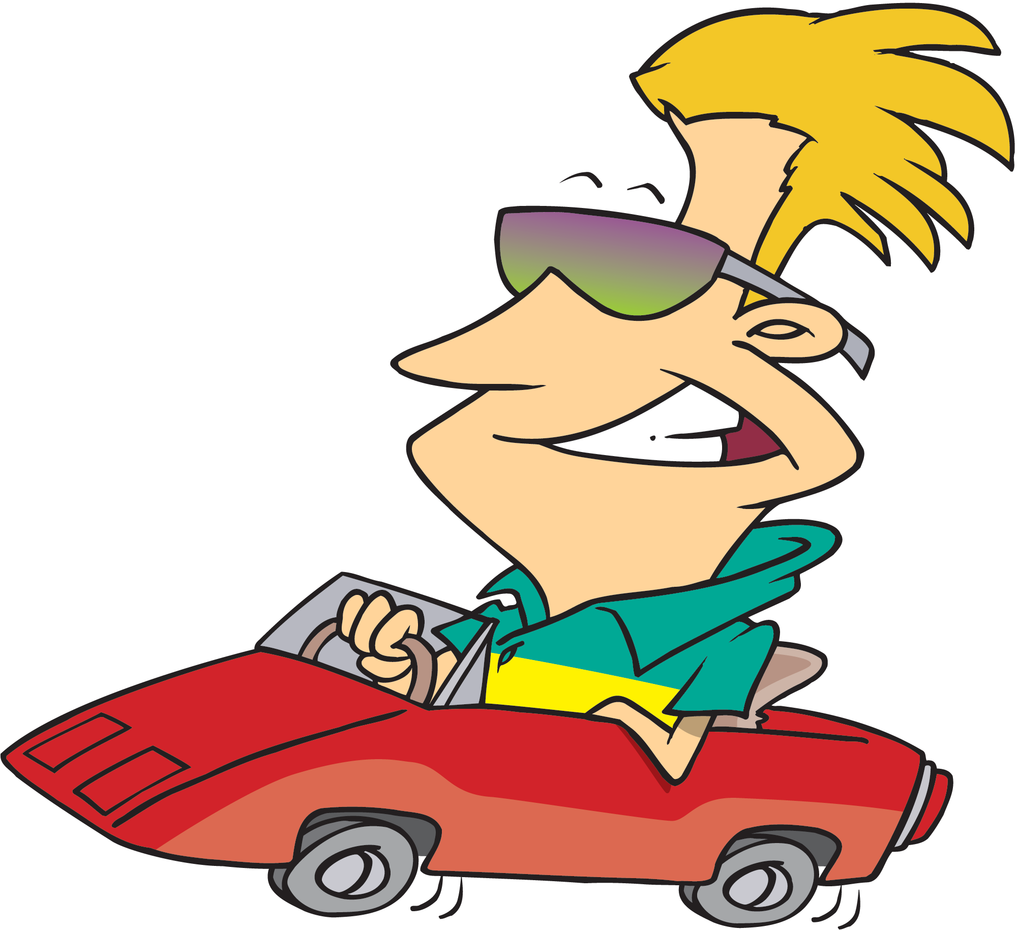 Cartoon Clipart Image Funny Cartoon Guy Driving His Cartoon Car 