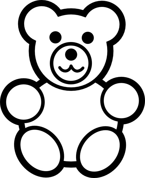 Circle Teddy Bear Black And White clip art - vector clip art 