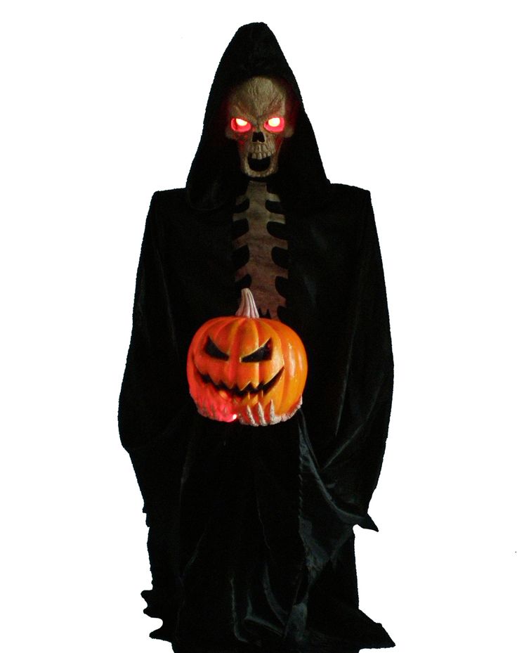 Animated Halloween Skeleton with Glowing Pumpkin - Spooky Decor for Front Porch