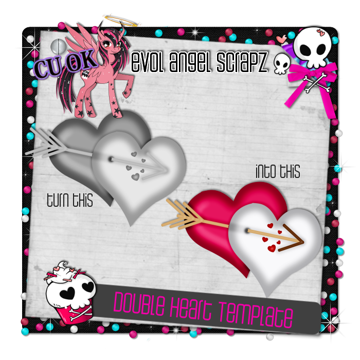 CU OK Evol Angel Scrapz - Double Heart Template for Digital Scrapbooking
