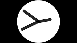 Minimalist analog clock face with black hands on white background, showing approximately 10:10.