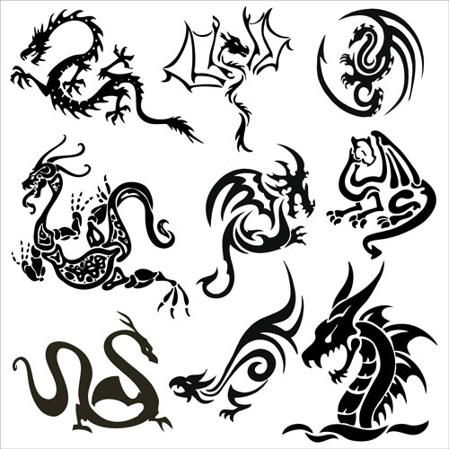 Black And White Dragon Tattoo - Clipart library