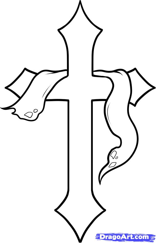 cool easy drawings of crosses with wings