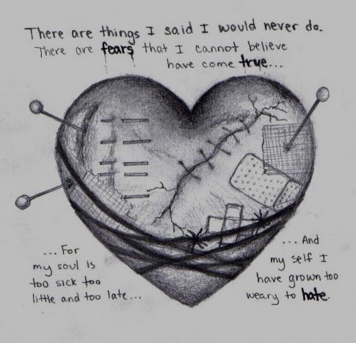 sad drawings of hearts