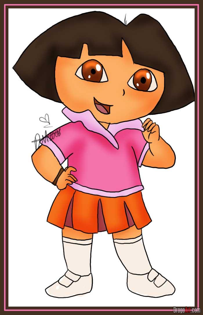 Drawings To Paint & Colour Dora The Explorer - Print Design 008