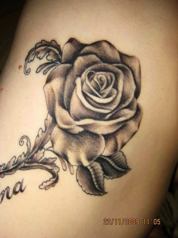 Wonderful Black Rose Thigh Tattoo For Girls By Taxidermia Tattoo