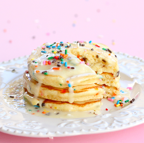 Valentine's Day Pancakes- With a Cake Mix! - traditionallycozy.com