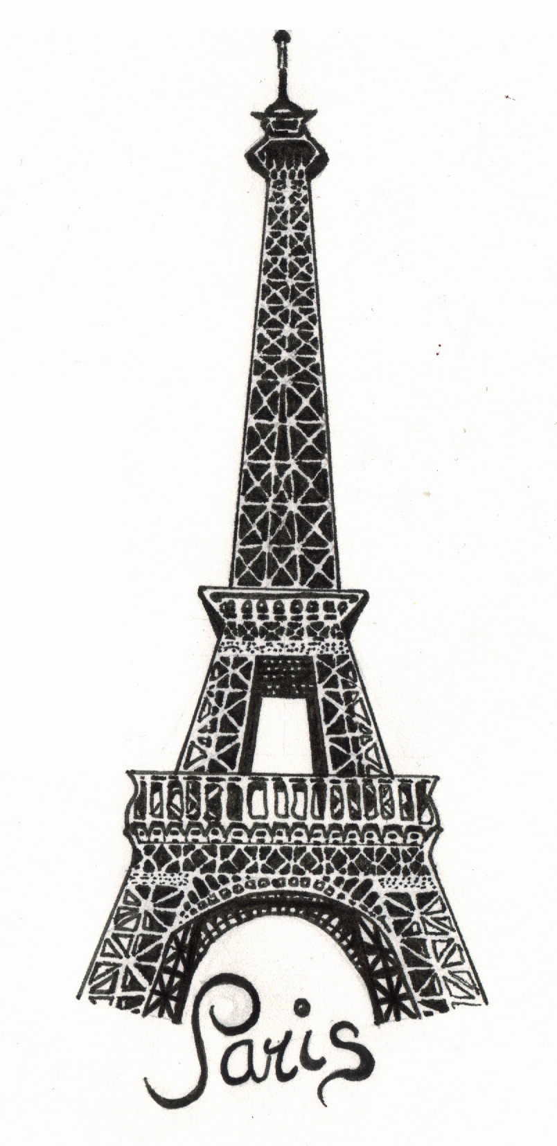 easy eiffel tower drawing tumblr