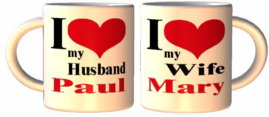 Personalized “I Love My” Couple Mugs - Custom Name Gift for Husband & Wife