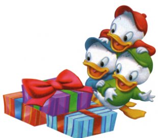 Huey, Dewey, and Louie with Birthday Gifts - Classic Disney Characters