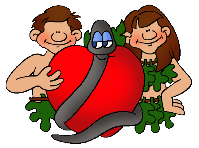 Adam and Eve with Heart and Serpent - Biblical Symbolism Illustration