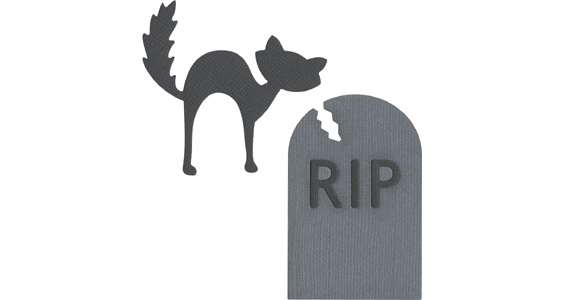 Spooky Black Cat and Tombstone Clipart for Halloween Designs