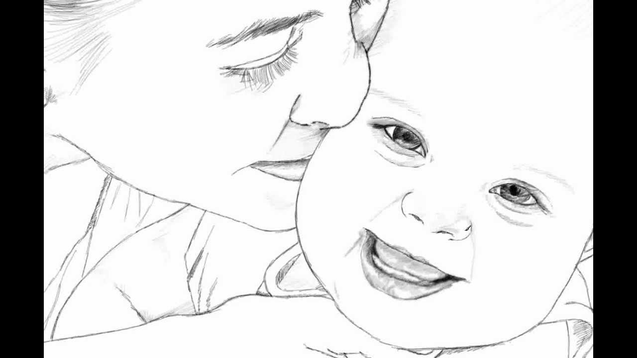 Mother And Baby Vector Silhouette, Sketch In Black Lines Royalty Free SVG,  Cliparts, Vectors, and Stock Illustration. Image 22338009.