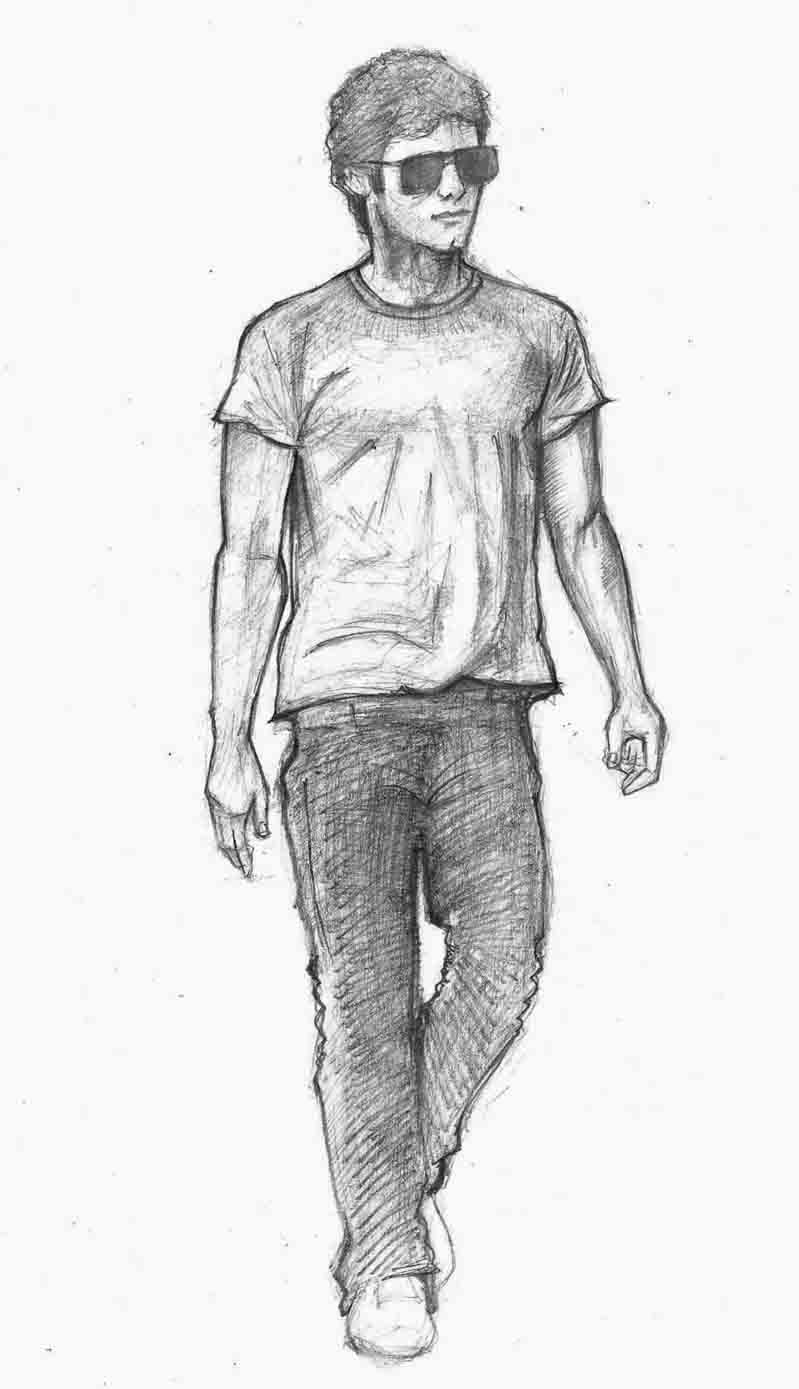 Sketch of walking man Stock Vector by ©OlgaTropinina 95365620
