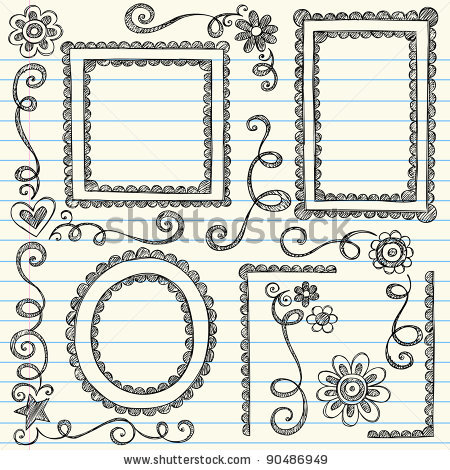 Hand drawing sketch simple doodle borders edge Vector Image