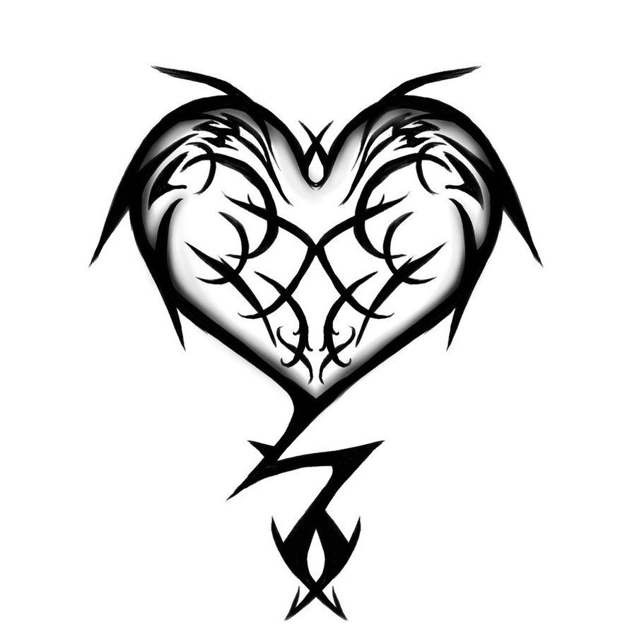 tribal heart and flower tattoo designs