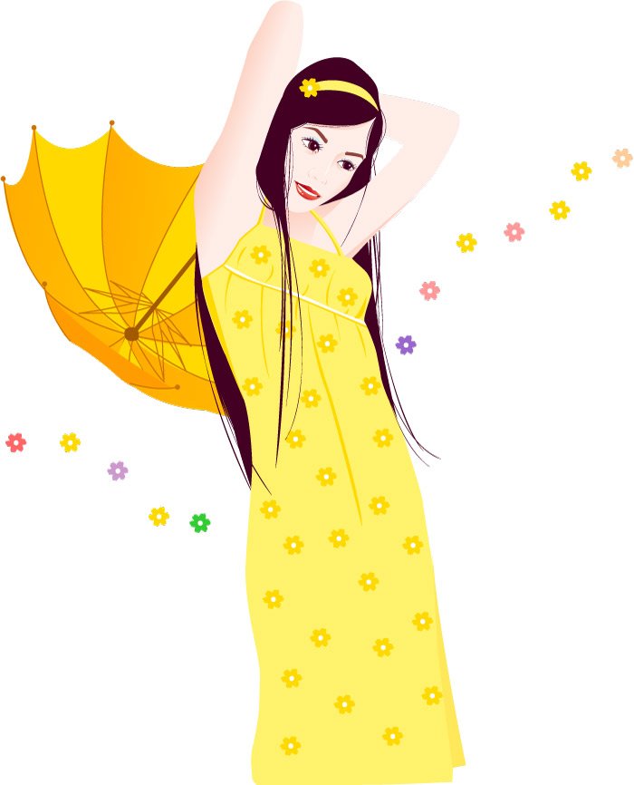 South Korea holding the umbrella dress fashion girl vector 