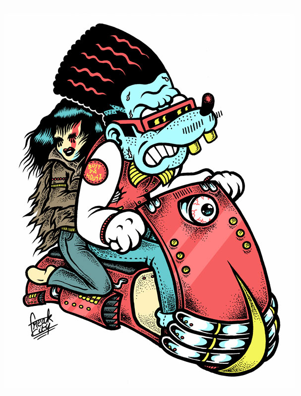 Punk Dog & Goth Rider - Bold Street Art Illustration