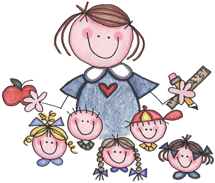 Friendly Teacher and Students Clip Art for Education Websites