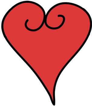 Red Heart Icon with Decorative Swirls - Love & Romance Symbol
