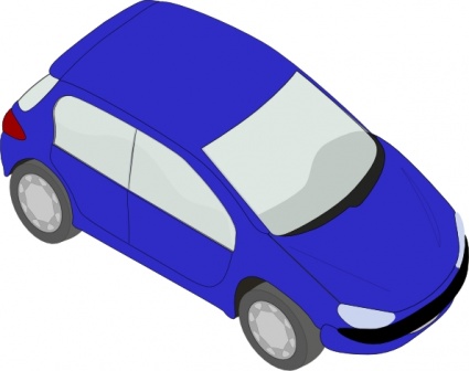 Blue Hatchback Car Illustration - Clean Isometric Vehicle Graphic