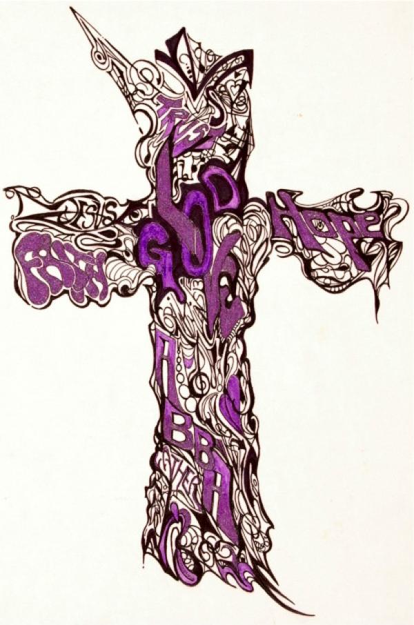 purple watercolor cross art - Clip Art Library