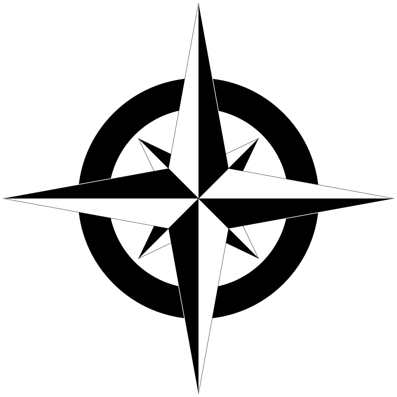 Compass Rose BW Free Vector 