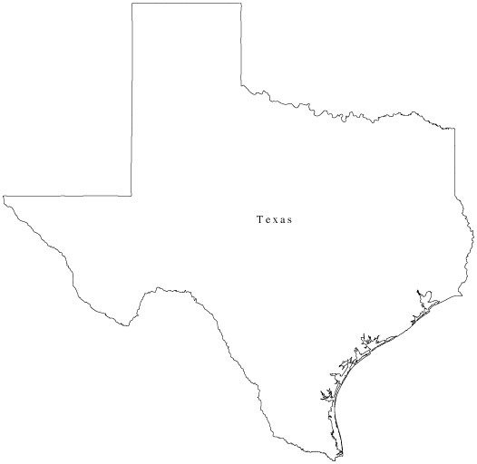 Texas Black  White Blank Outline Map - Map Resources