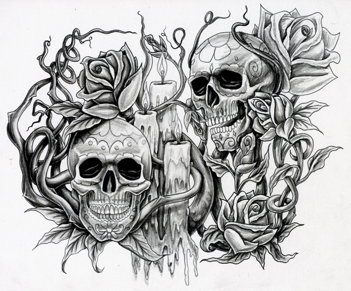Sugar Skull Tattoo Flash Sheet #1 | KateHelenMuir