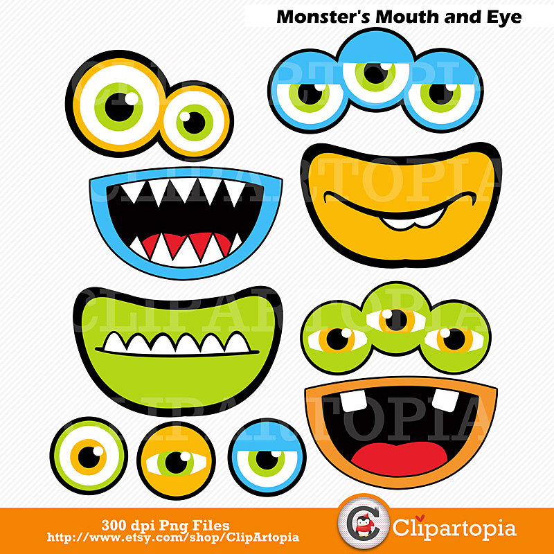 Monster Mouth and Eye Clipart - Fun Halloween & Party Printables