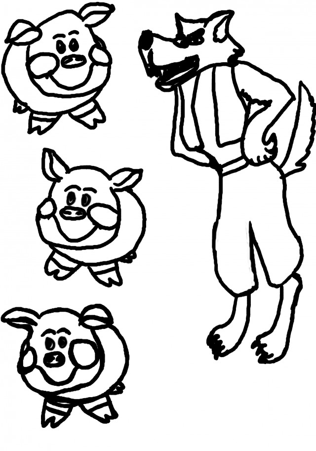 The Three Little Pigs Coloring Page Pig Carrying Sticks Three 
