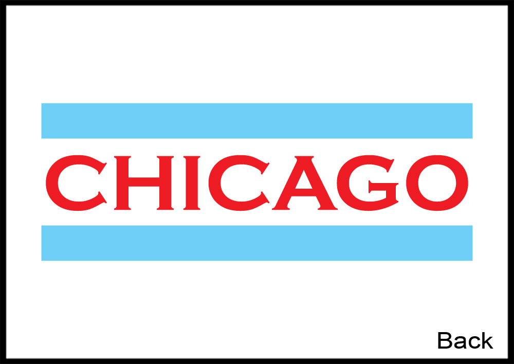 Chicago City Flag Design - Bold Red Typography & Blue Stripes