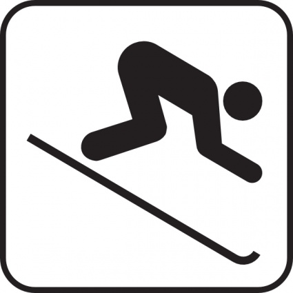 Skiing Pictogram Icon - Downhill Skier Symbol for Signage and Web Use
